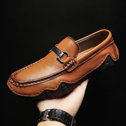 Slip-on Men's Loafers Casual Leather Shoes Low Top - HEPSIBAH SHOP