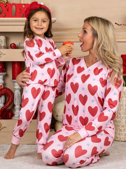 Valentine's Day Heart Printing Leisure Pajamas Pajamas Parent-child Suit