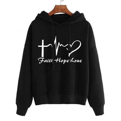 Heart Print Hoodie Sweatshirt Tops - HEPSIBAH SHOP