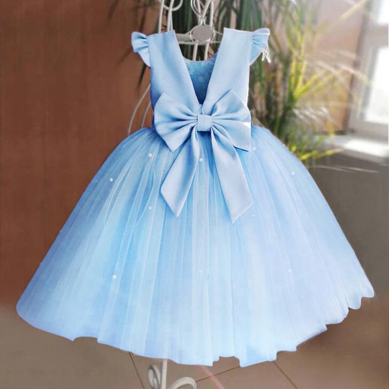 Girl's Gown Mesh Backless Bow Umbrella Princess Dress - HEPSIBAH SHOP