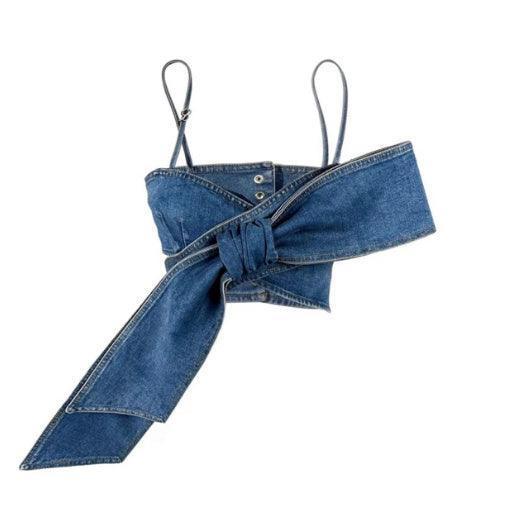 Women's Washed Distressed Stitching Bow Wide Leg Jeans - HEPSIBAH SHOP