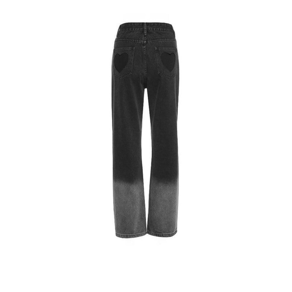 Gradient Contrasting Smoke Grey Love Jeans - HEPSIBAH SHOP