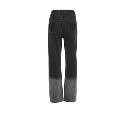 Gradient Contrasting Smoke Grey Love Jeans - HEPSIBAH SHOP