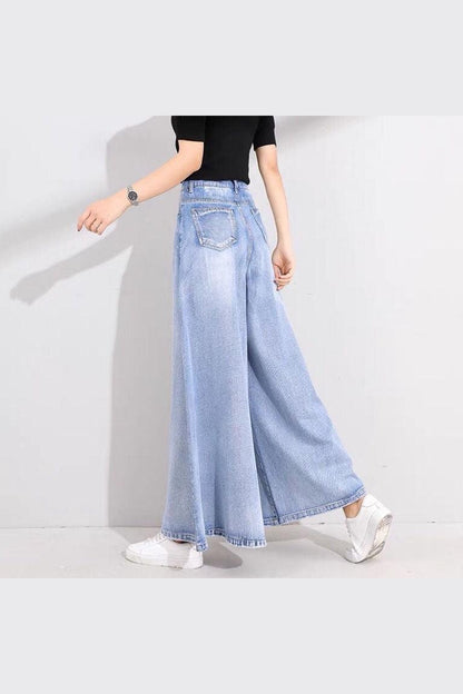 Drop Wide Leg Jeans Skirt Women - HEPSIBAH SHOP