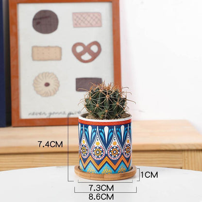 Mandala ceramic flower pot - HEPSIBAH SHOP