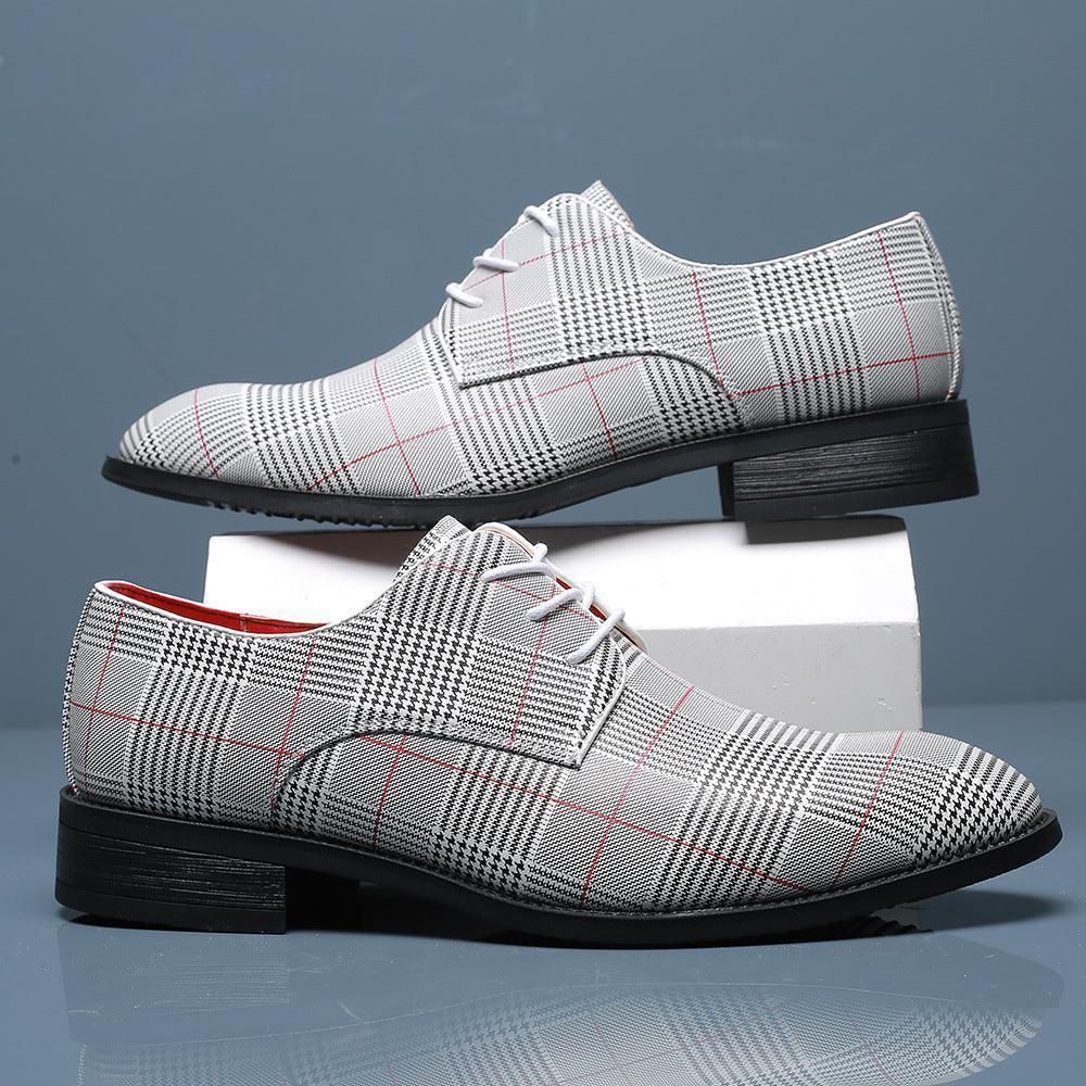 Men's Fashion Business Casual All-match Leather Shoes Lace-up Stripes - HEPSIBAH SHOP