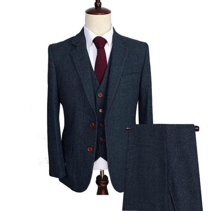 Men's Wool Tweed Formal Lapel suit - HEPSIBAH SHOP