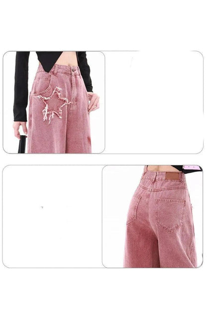 Fried Street Embroidered Jeans Wide Leg - HEPSIBAH SHOP