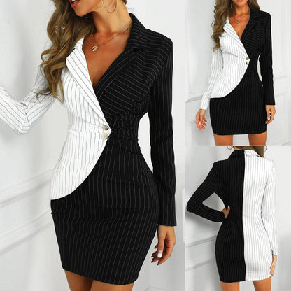 Fashion Suit Women Blazer Dress Turn Down Neck Long Sleeve - HEPSIBAH SHOP