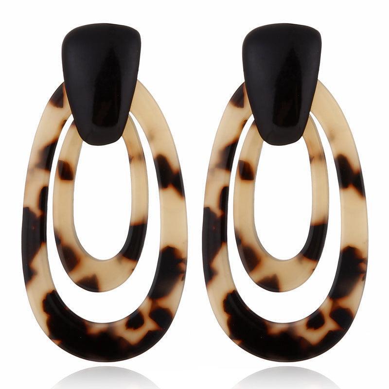 Leopard earrings acrylic acetate plate - HEPSIBAH SHOP