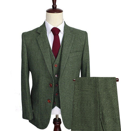 Men's Wool Tweed Formal Lapel suit - HEPSIBAH SHOP