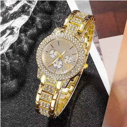 Full Diamond Bracelet Watch Suit Quartz - HEPSIBAH SHOP