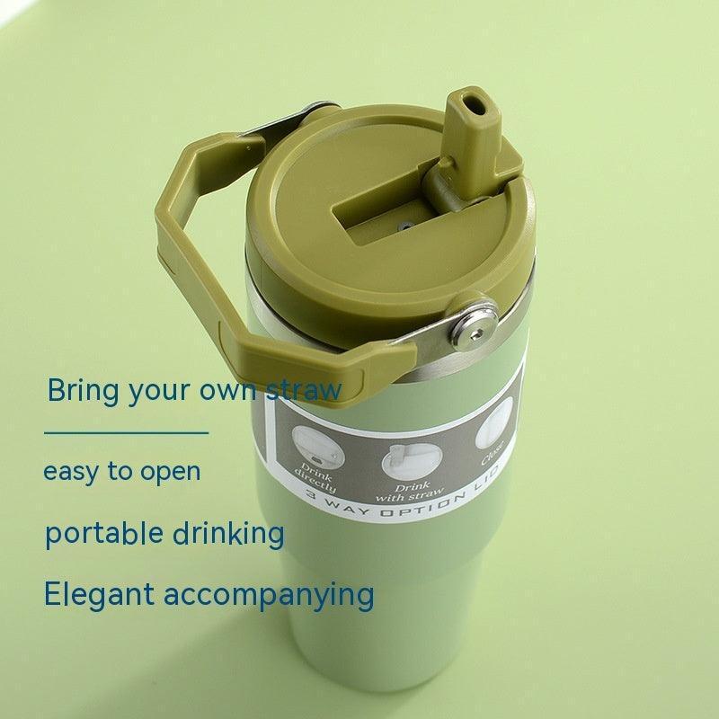 Portable Car Cup Stainless Steel Cup Travel Sports Water Bottle With Handle Cover Coffee Tumbler Cup - HEPSIBAH SHOP