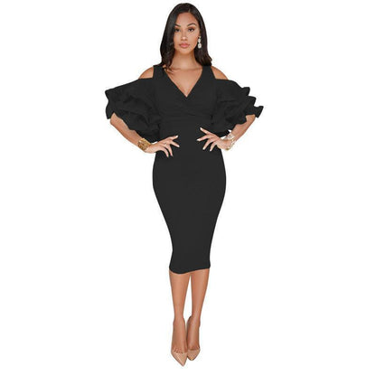 Off-shoulder slit dress gown - HEPSIBAH SHOP