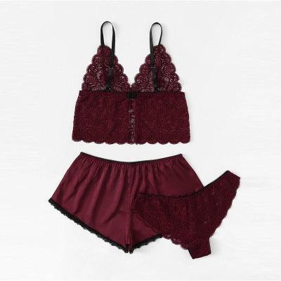 Satin Lingerie Lace Shorts Set - HEPSIBAH SHOP