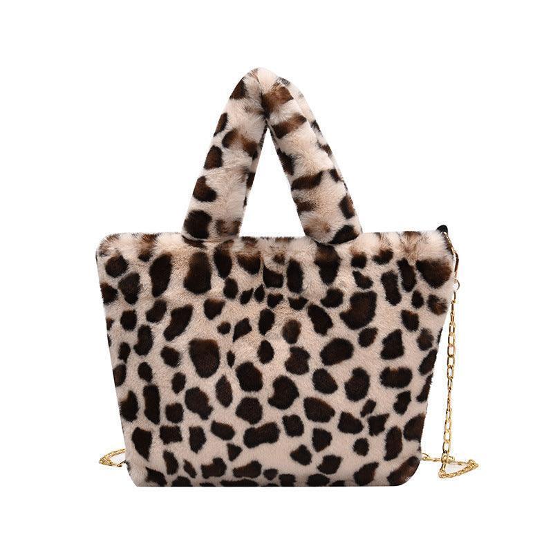 Plush leopard shoulder bag - HEPSIBAH SHOP