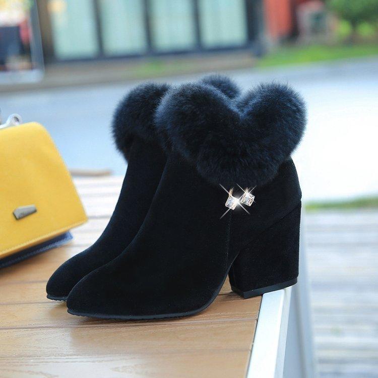 Fashion rabbit fur high heels - HEPSIBAH SHOP