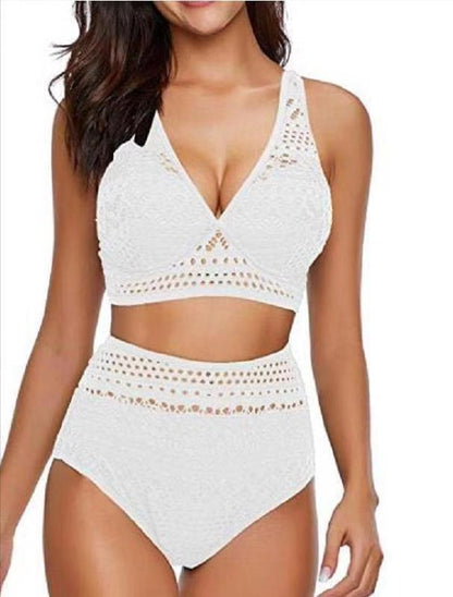 One-piece high waist cutout lace bikini - HEPSIBAH SHOP