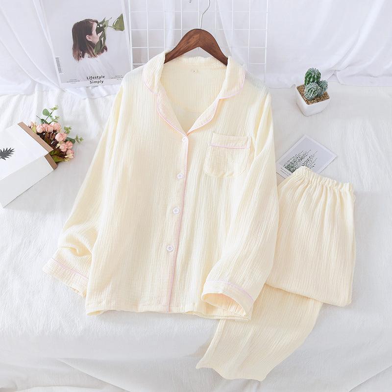 Solid color crepe loose pajamas