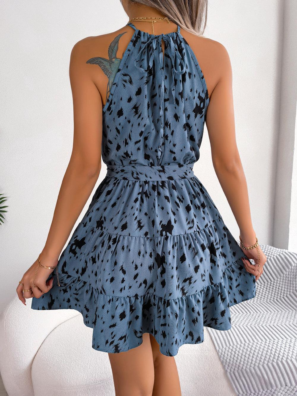 Casual Leopard Print Ruffled Swing Dress Summer Fashion Beach Dresses Women - HEPSIBAH SHOP