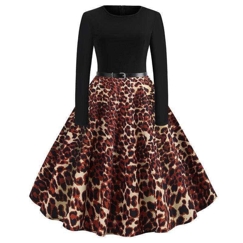 Leopard print long sleeve dress - HEPSIBAH SHOP