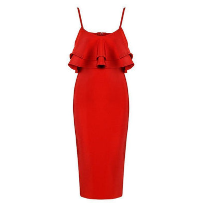 Ruffled sling red dress - HEPSIBAH SHOP