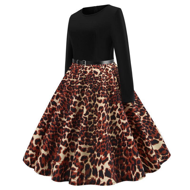 Leopard print long sleeve dress - HEPSIBAH SHOP