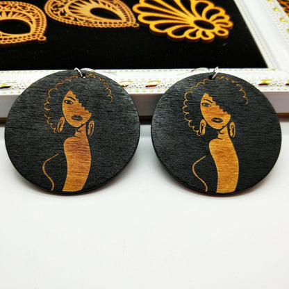 geometric African black round earrings - HEPSIBAH SHOP