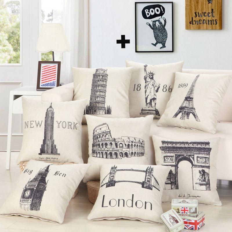 Great Buildings City Print Pillow Cases - HEPSIBAH SHOP