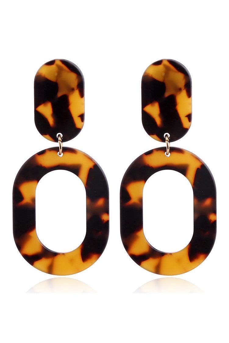 Leopard Earrings acrylic circle geometric Earrings - HEPSIBAH SHOP