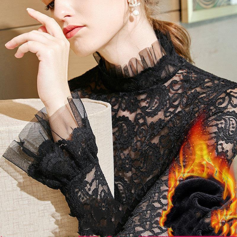 Women's stand-up collar lace bottoming shirt - HEPSIBAH SHOP