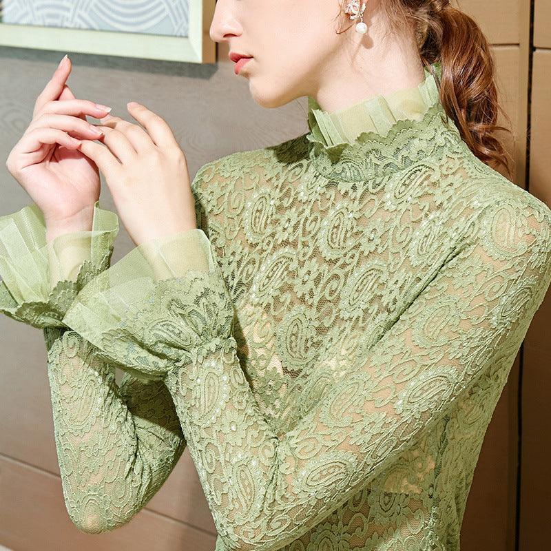 Women's stand-up collar lace bottoming shirt - HEPSIBAH SHOP