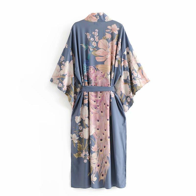 Peacock flower print gown - HEPSIBAH SHOP