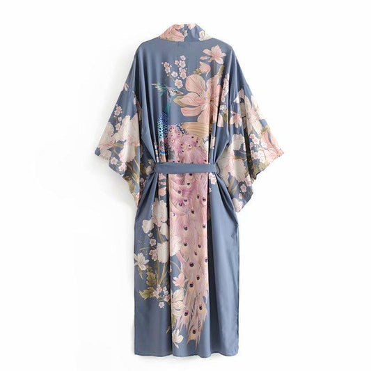 Peacock flower print gown - HEPSIBAH SHOP