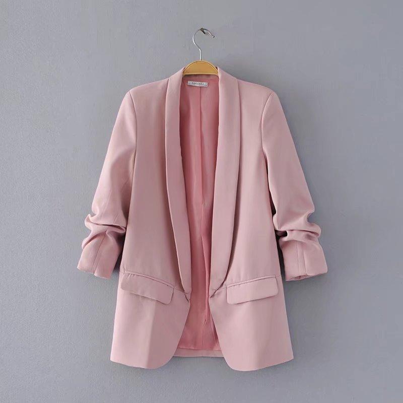 Buttonless pleated sleeve blazer - HEPSIBAH SHOP