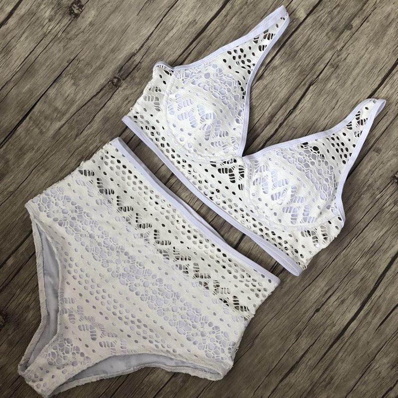 One-piece high waist cutout lace bikini - HEPSIBAH SHOP