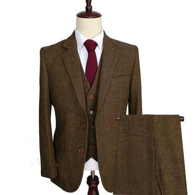 Men's Wool Tweed Formal Lapel suit - HEPSIBAH SHOP