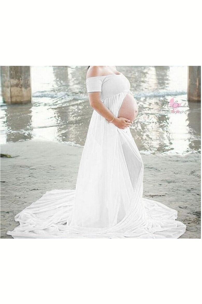 Elegant Maternity Gown Split Front Photography Dress - HEPSIBAH SHOP