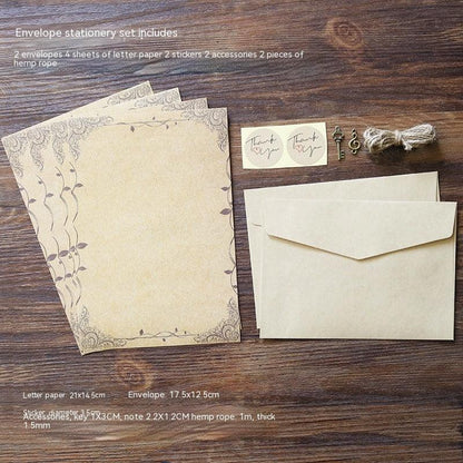 Vintage Kraft Paper Envelope Set With Hemp Rope Pendant - HEPSIBAH SHOP