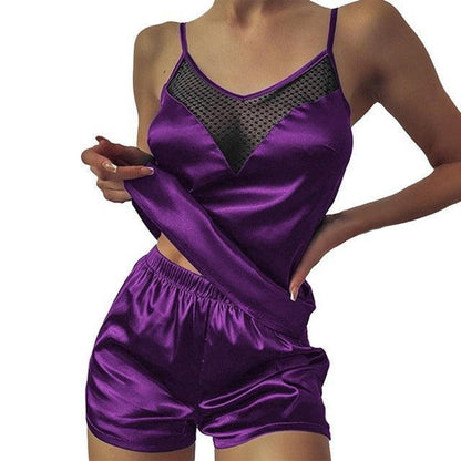 Satin Solid Color Pajama Set - HEPSIBAH SHOP