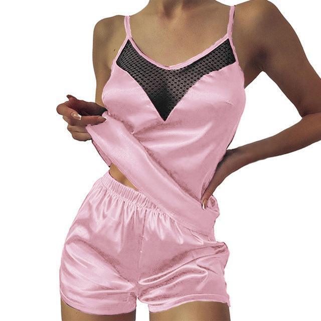 Satin Solid Color Pajama Set - HEPSIBAH SHOP