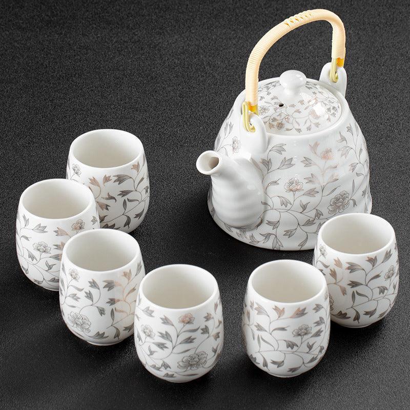 White Porcelain Large Tea Set With Strainer - HEPSIBAH SHOP