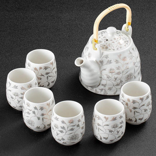 White Porcelain Large Tea Set With Strainer - HEPSIBAH SHOP