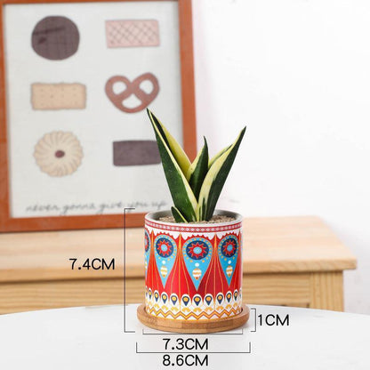 Mandala ceramic flower pot - HEPSIBAH SHOP