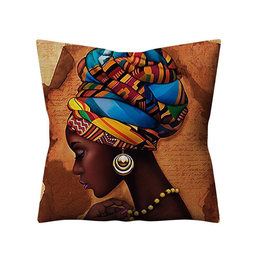 Retro Ethnic Style African Women Linen Pillowcase - HEPSIBAH SHOP