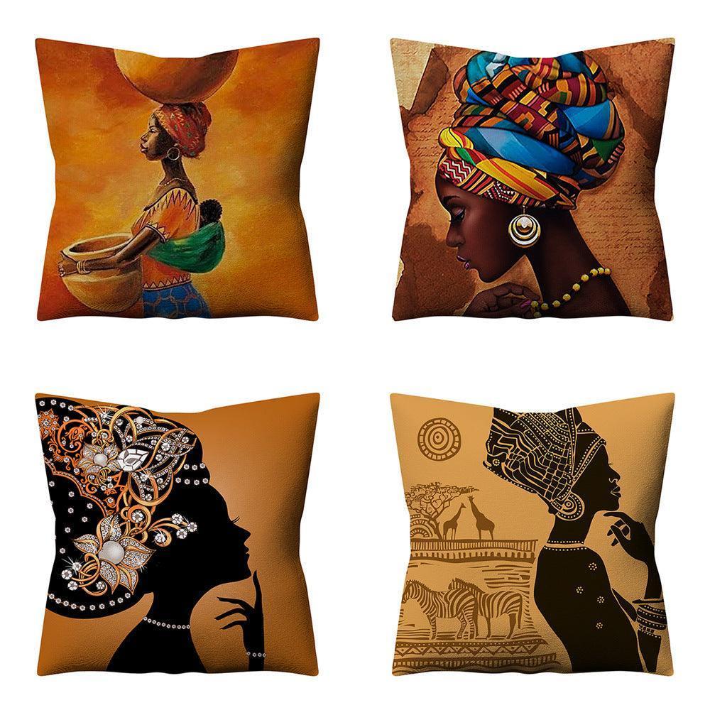 Retro Ethnic Style African Women Linen Pillowcase - HEPSIBAH SHOP