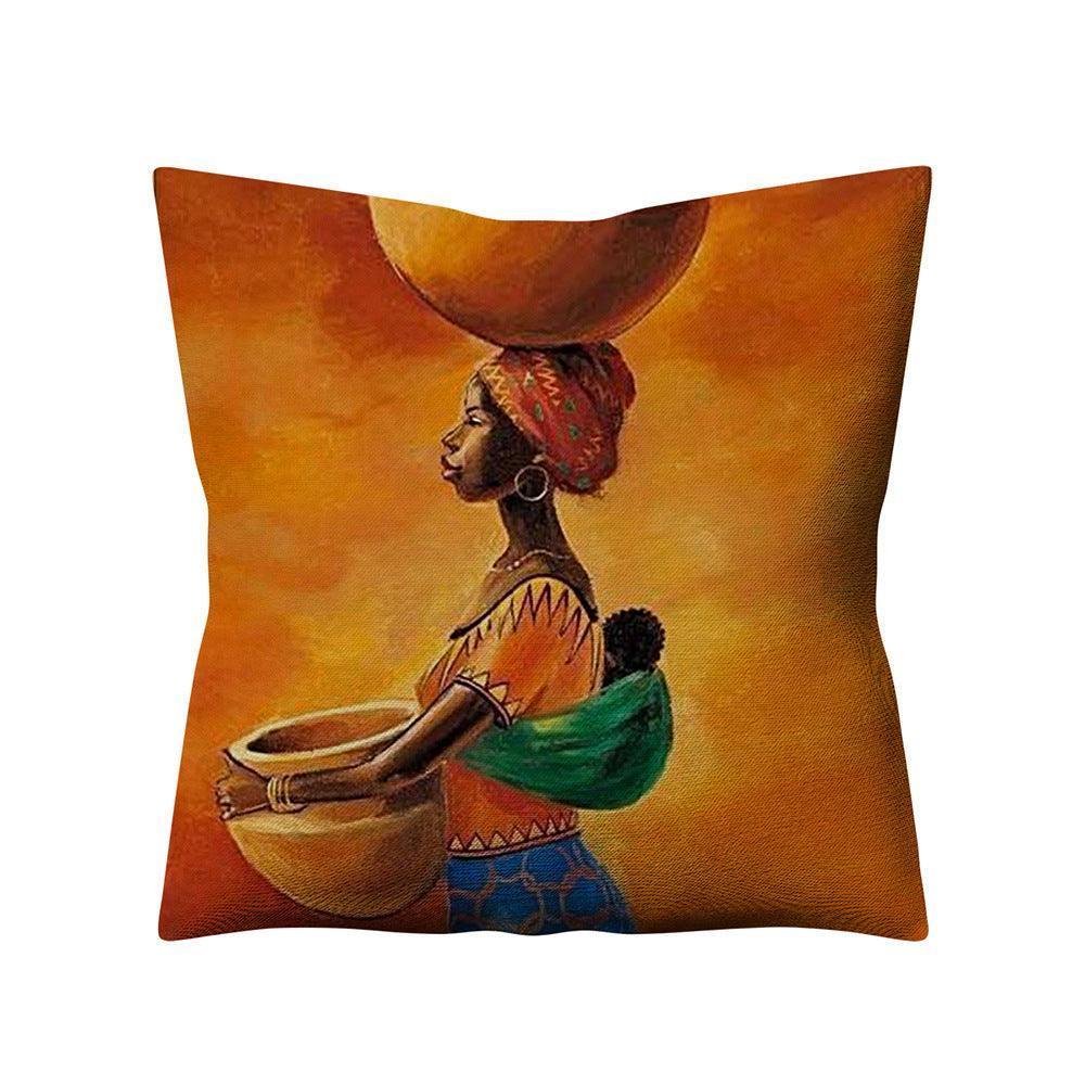 Retro Ethnic Style African Women Linen Pillowcase - HEPSIBAH SHOP