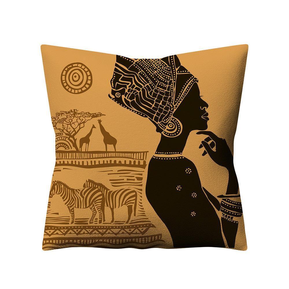 Retro Ethnic Style African Women Linen Pillowcase - HEPSIBAH SHOP