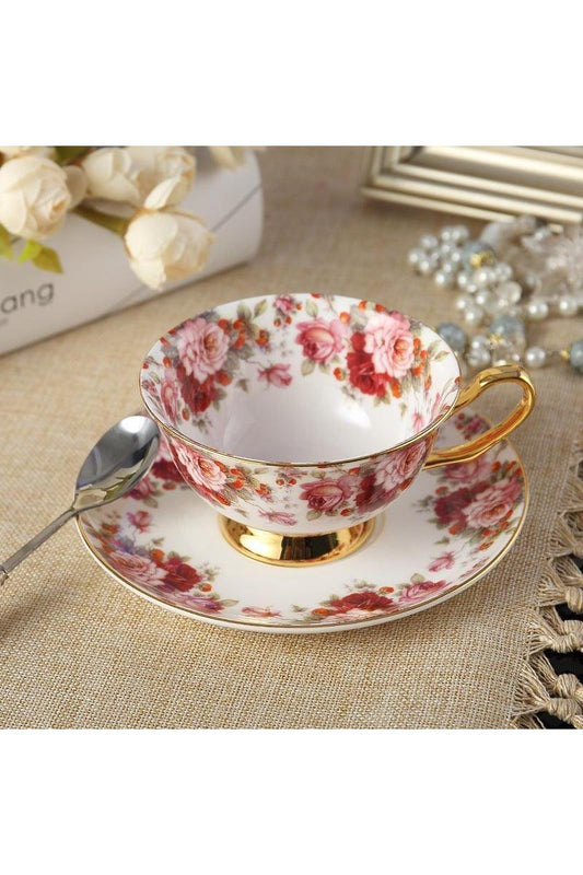 Couple Cup With Saucer Spoon - HEPSIBAH SHOP