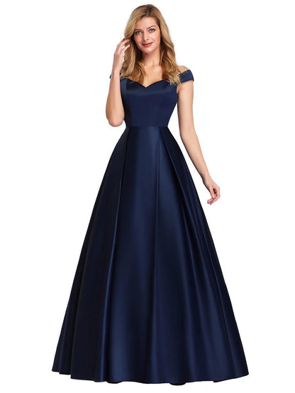 V-Neck Solid Color Long Vintage Gown Dress - HEPSIBAH SHOP